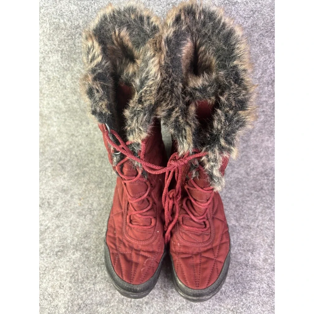 Columbia Minx Mid‎ III Snow Boots Womens 10 Burgundy Waterproof Faux Fur